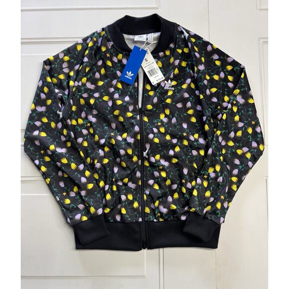 NWT Adidas Originals Purple Yellow Floral AOP Womens S Lightweight Track Jacket - Picture 1 of 7